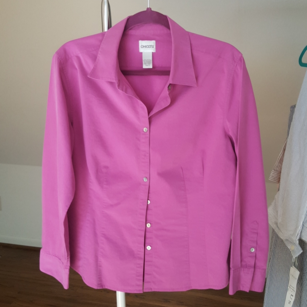 Orchid pink Chico's super soft long sleeve blouse.